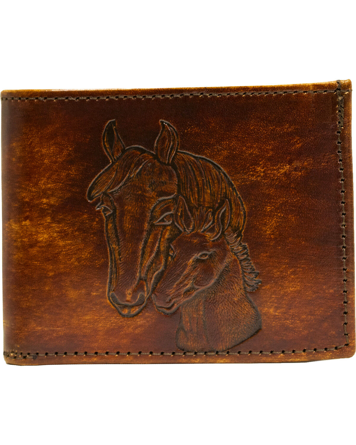 Image #1 - Western Express Brown Horses Leather Billfold Wallet *DISCONTINUED*, Brown, hi-res