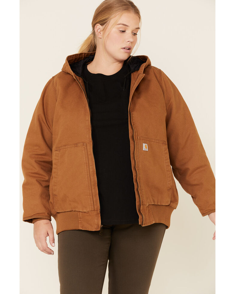Carhartt Women's Brown Washed Duck Active Jacket - Plus , Brown, hi-res