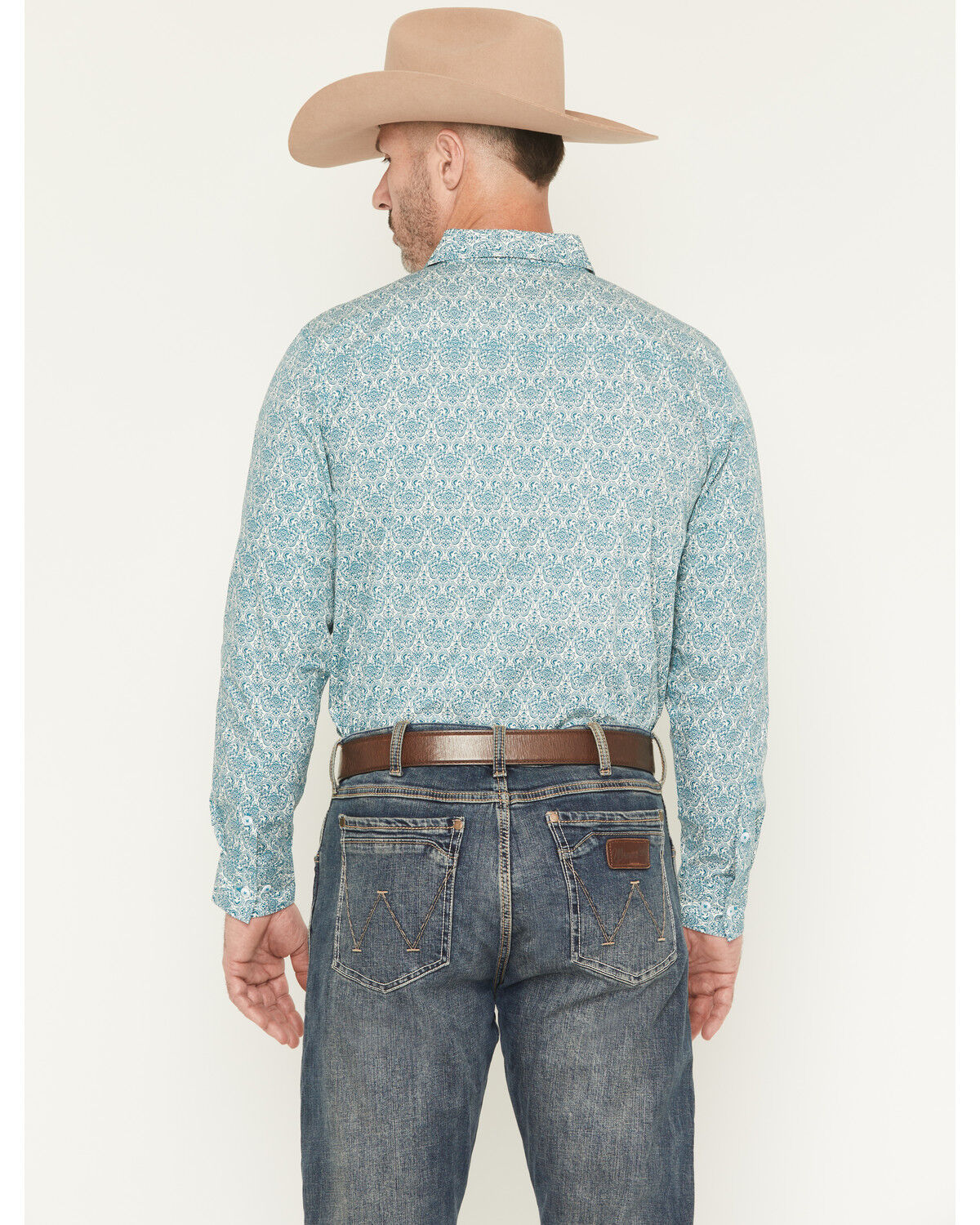 Image #4 - Gibson Trading Co Men's Lava Lamps Medallion Print Long Sleeve Button-Down Stretch Western Shirt, Teal, hi-res