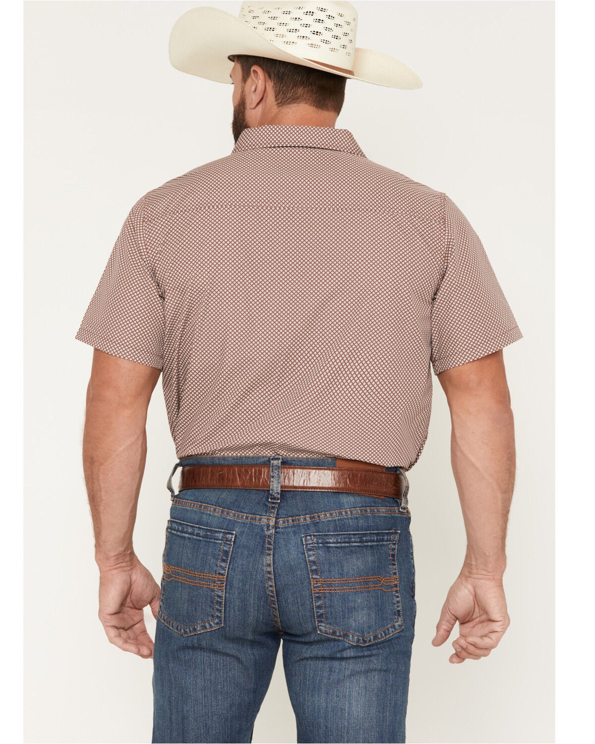 Image #4 - Gibson Trading Co Men's Kick Dust Geo Print Short Sleeve Button-Down Western Shirt - Tall, Burgundy, hi-res