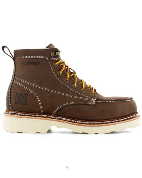Image #2 - Frye Men's 6" Lace-Up Waterproof Work Boots - Steel Toe, Dark Brown, hi-res