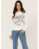 Image #1 - Bohemia Cowgirl Women's Nashville Short Sleeve Cropped Graphic Tee, White, hi-res