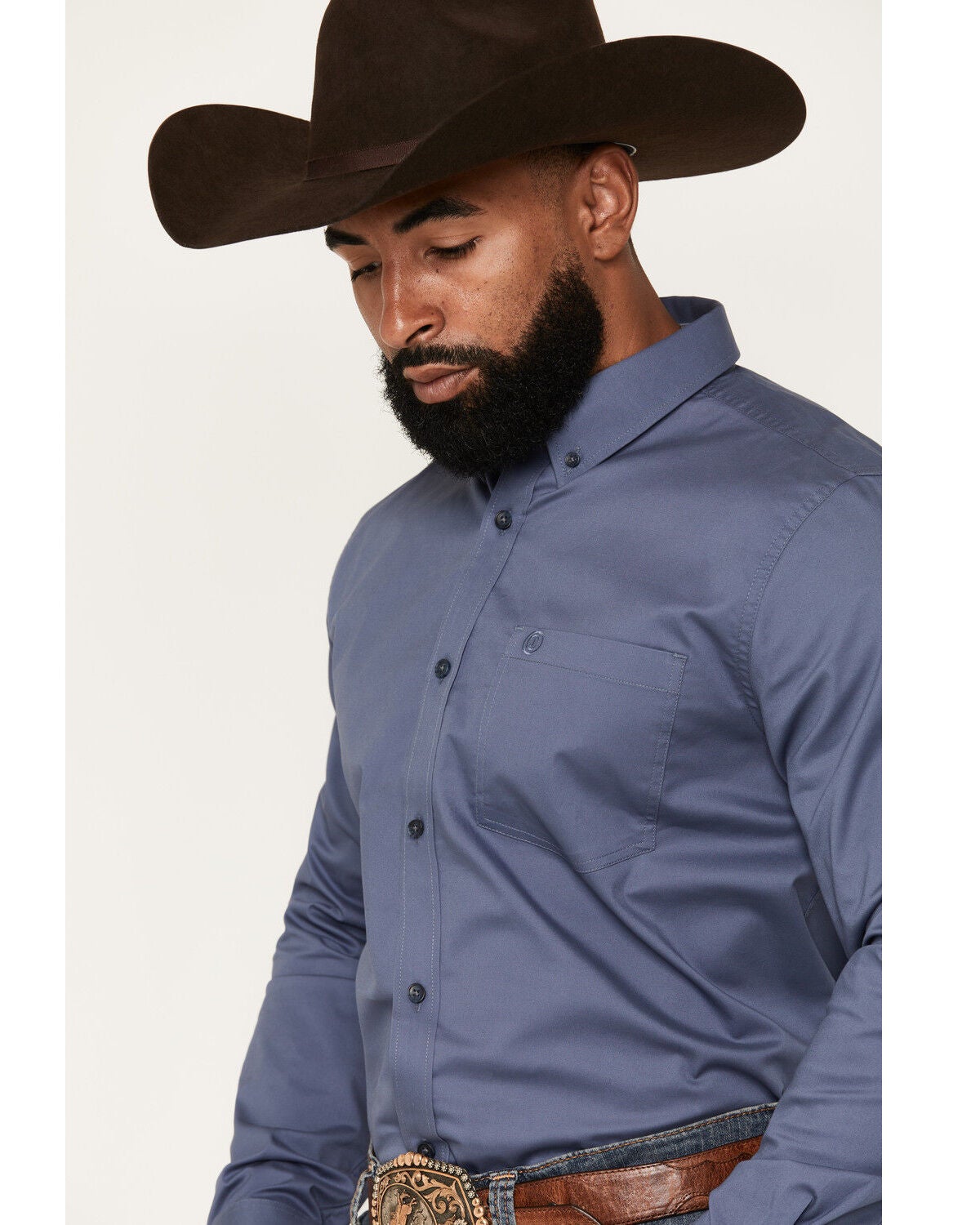 Image #2 - Cody James Men's Solid Long Sleeve Button-Down Stretch Western Shirt - Tall, Slate, hi-res