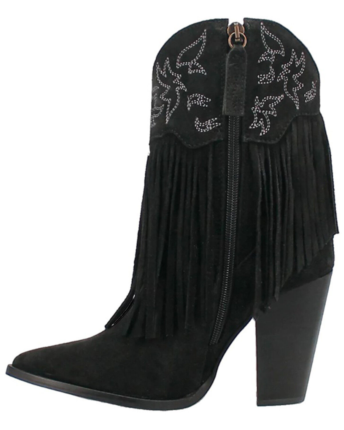 Image #3 - Dingo Women's Crazy Train Leather Booties - Round Toe, Black, hi-res