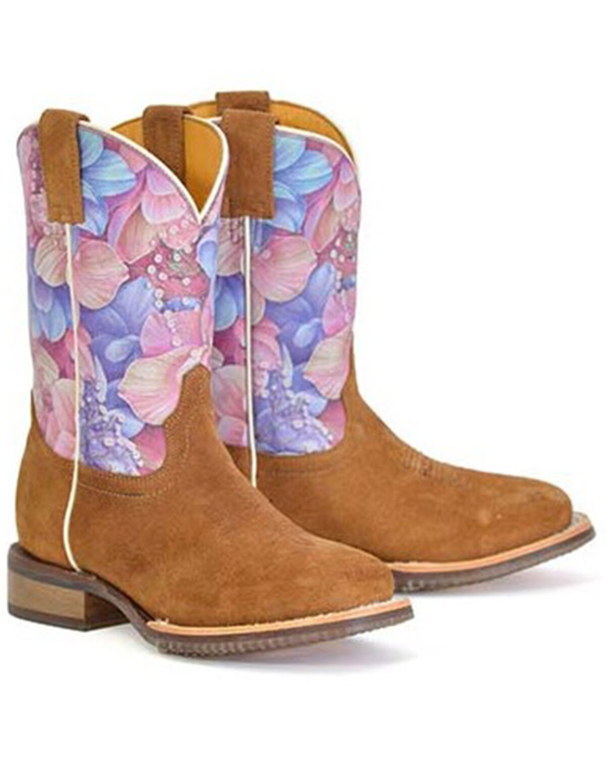 Image #1 - Tin Haul Little Girls' Flowerlicious Western Boots - Broad Square Toe, Multi, hi-res