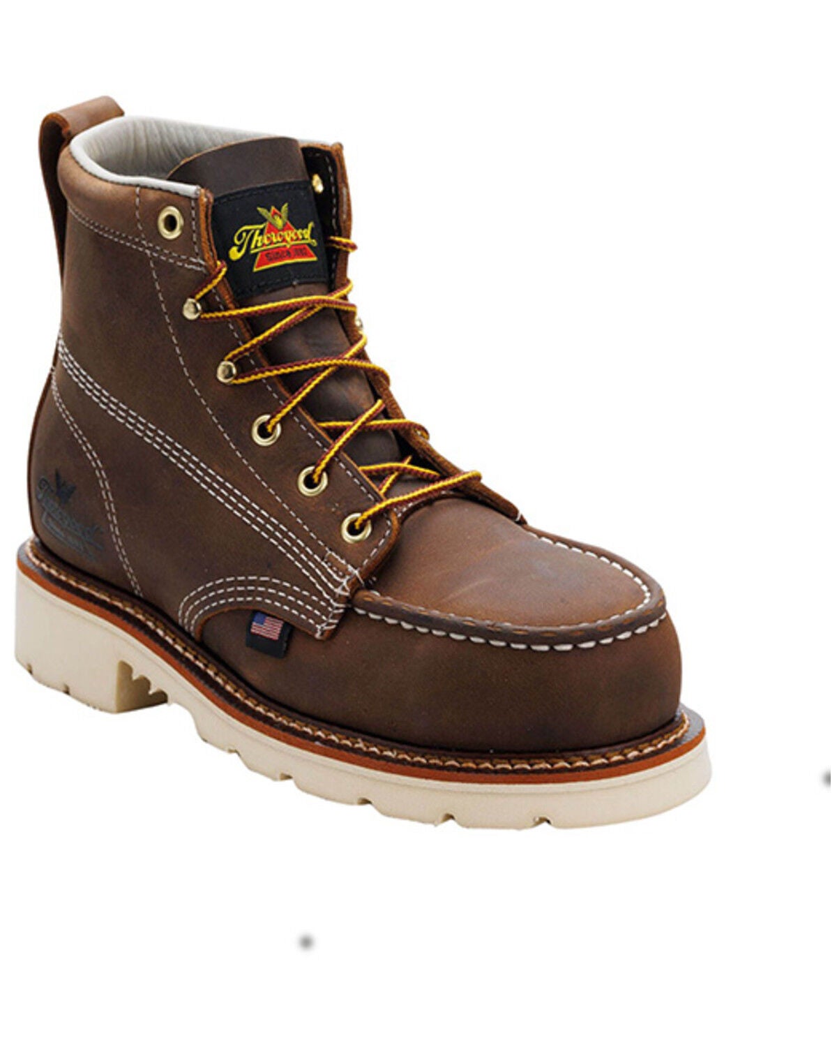 Thorogood Women's 6" American Heritage MAXWear 90&trade; Moc Work Boots - Steel Toe, Brown, hi-res