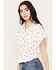 Wild Moss Women's Short Sleeve Embroidered Campshirt, White, hi-res