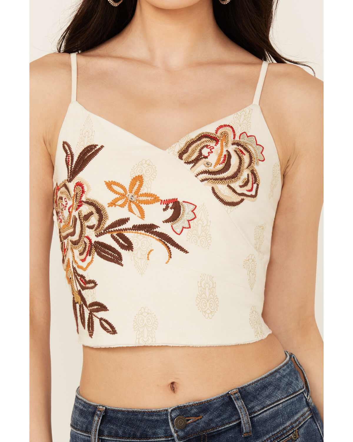 Image #4 - Idyllwind Women's Jessamine Embroidered Beaded Crop Top, Ivory, hi-res