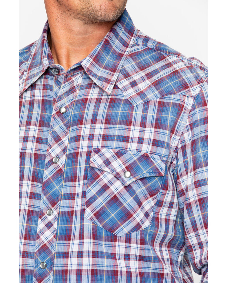 Rock & Roll Denim Men's Double Dye Plaid Long Sleeve Western Shirt , Grey, hi-res