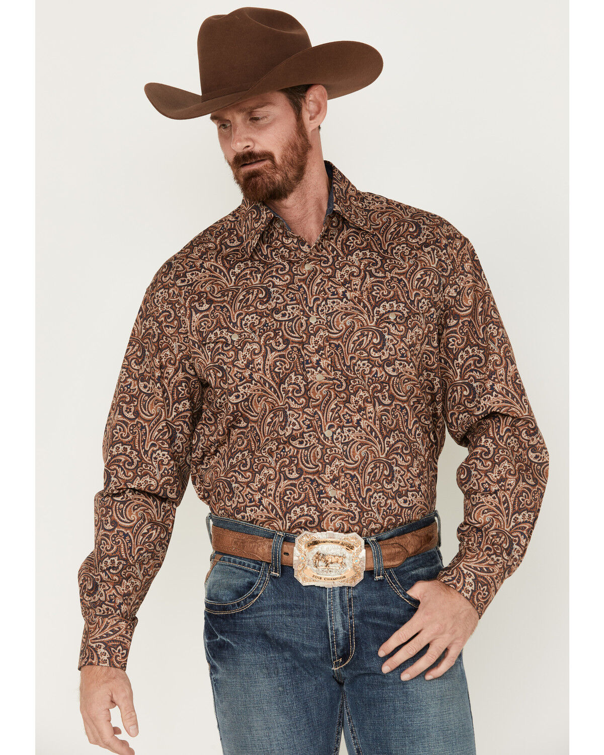 Image #1 - Stetson Men's Paisley Print Long Sleeve Snap Shirt, , hi-res