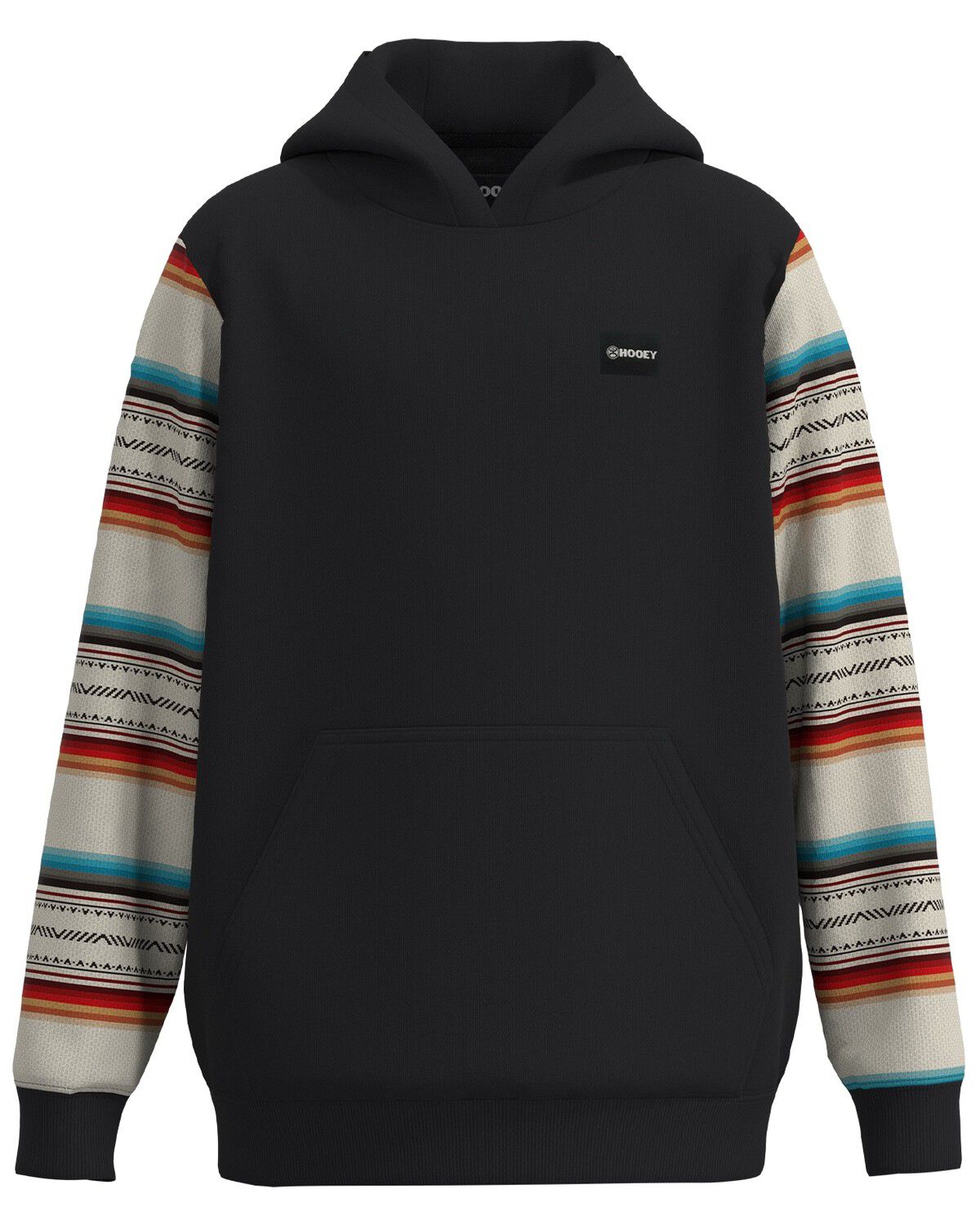 Image #1 - Hooey Boys' Legendary Serape Striped Print Hooded Sweatshirt, Black, hi-res
