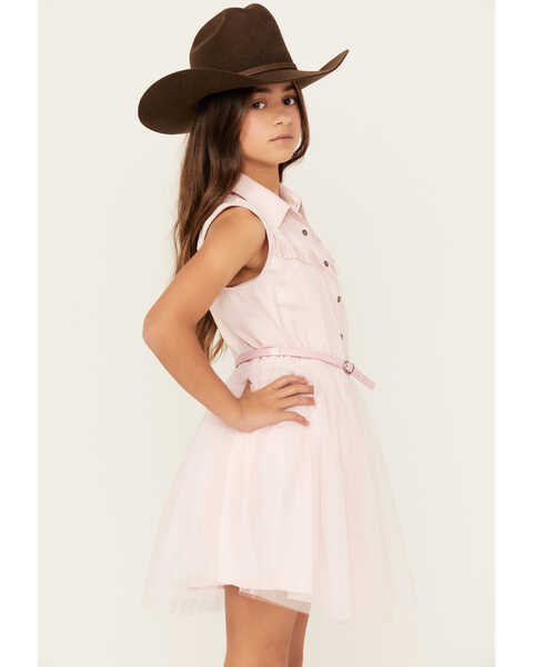 Image #2 - Sugar California Girls' Fringe Tooled Dress , Pink, hi-res