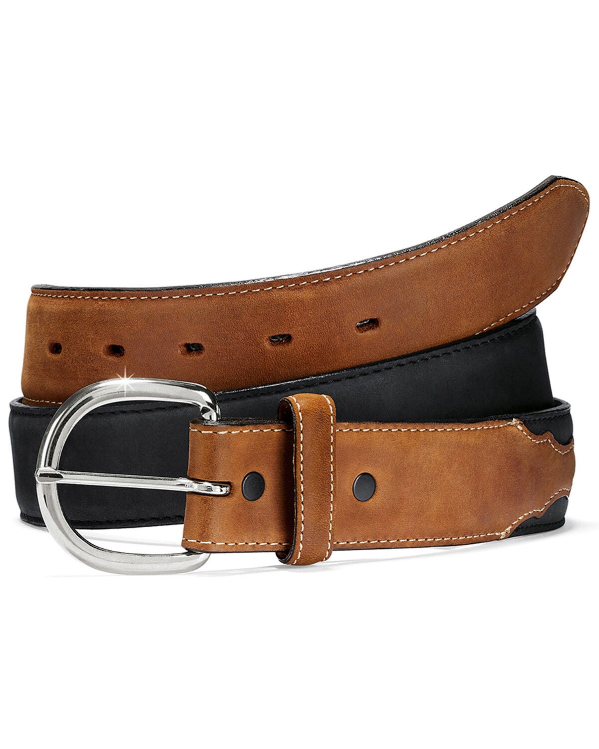 Justin Men's Classic Western Belt, Black/brown, hi-res