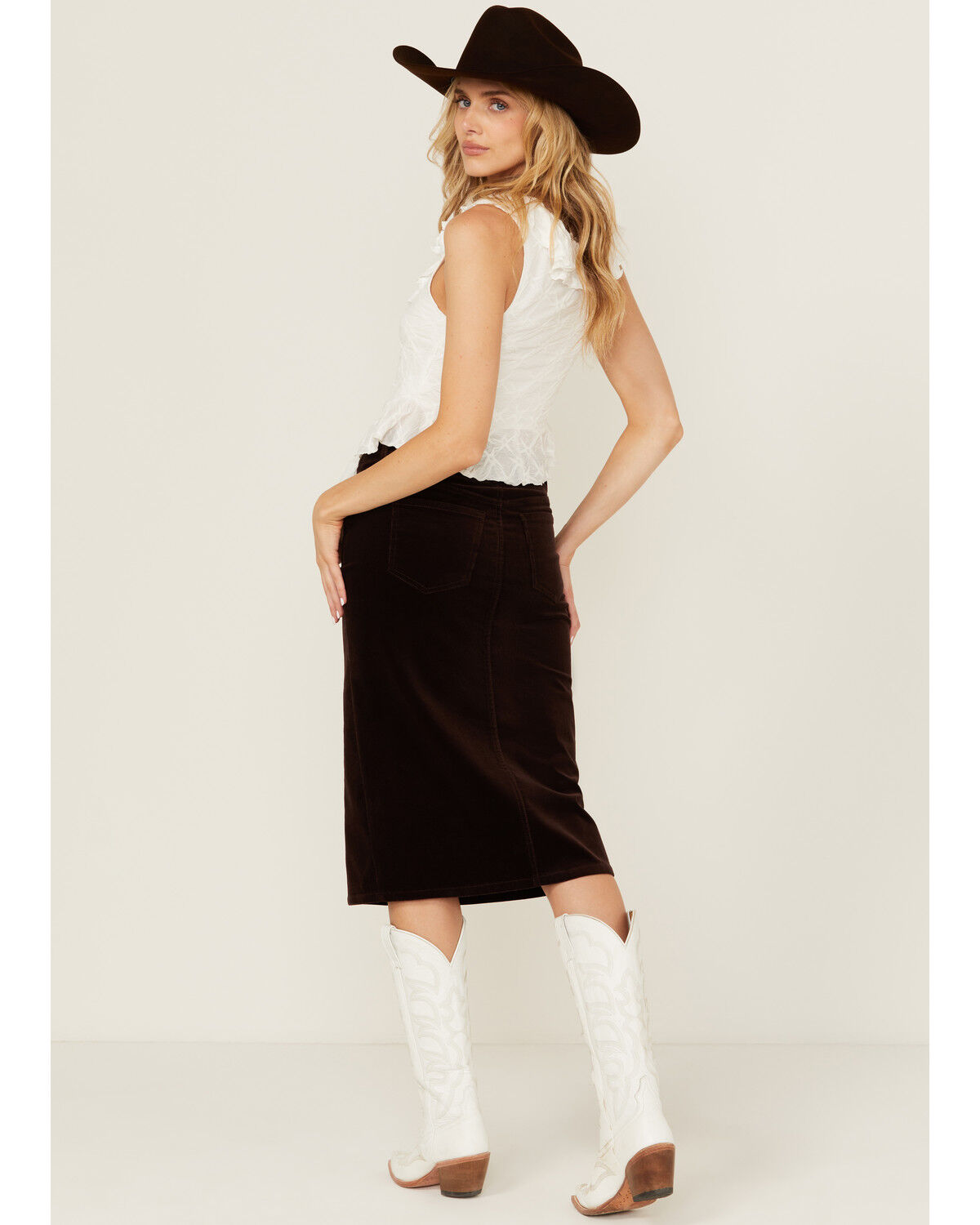 Image #3 - Shyanne Women's Corduroy Midi Skirt, Chocolate, hi-res