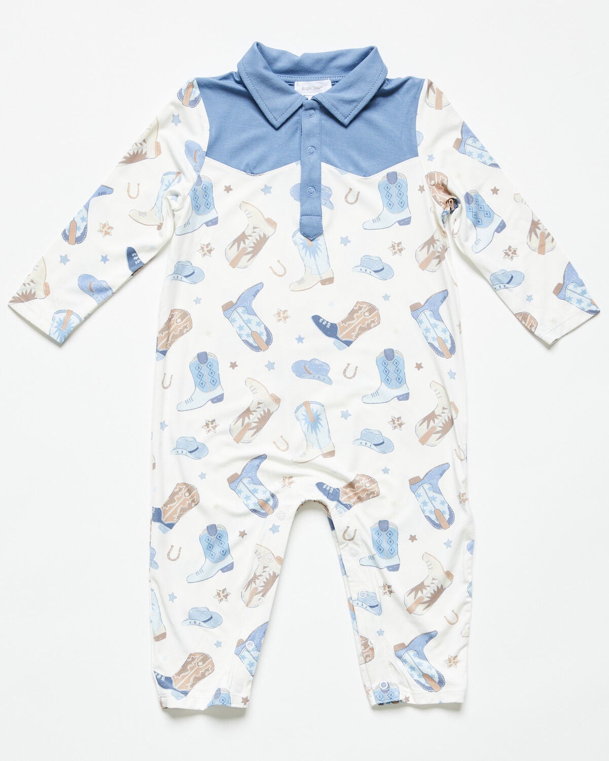 Angel Dear Infant Boys' Boot Conversation Print Long Sleeve Onesie, White, hi-res