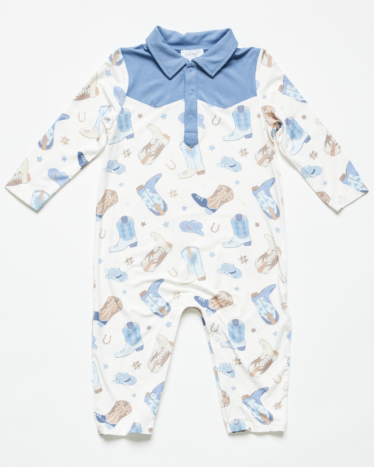 Image #1 - Angel Dear Infant Boys' Boot Conversation Print Long Sleeve Onesie, White, hi-res