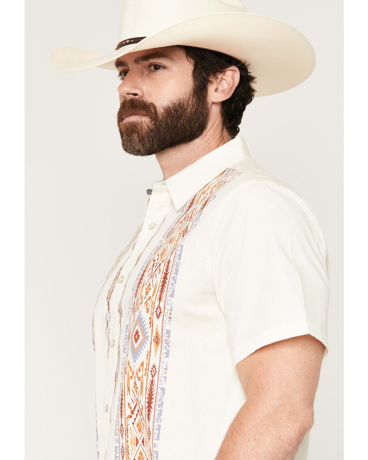 Image #2 - Moonshine Spirit&reg; Men's Mojave Southwestern Stripe Print Short Sleeve Snap Western Shirt, Ivory, hi-res