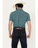Image #4 - Panhandle Men's Southwestern Print Short Sleeve Snap Western Stretch Western Shirt, Turquoise, hi-res