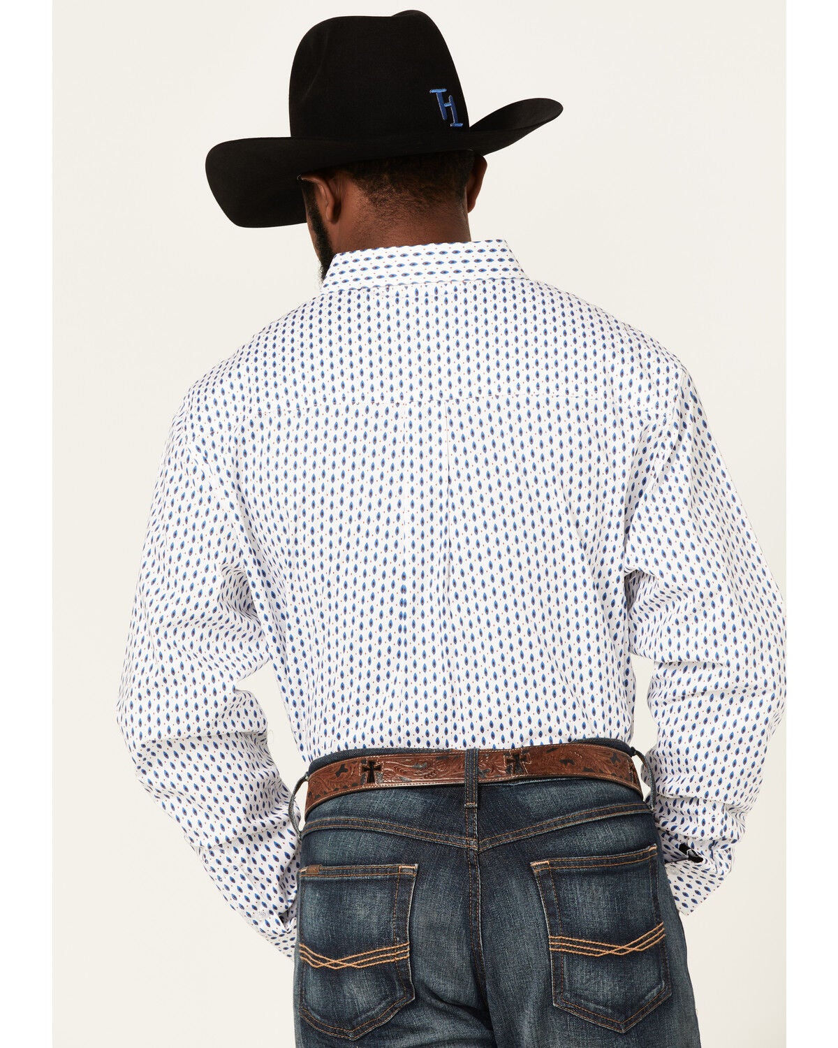 Image #2 - RANK 45&reg; Men's Trained Geo Print Long Sleeve Button-Down Western Shirt, White, hi-res