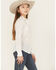 Image #2 - Roper Girls' Eyelet Long Sleeve Button-Down Western Shirt, White, hi-res