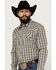 Image #2 - Blue Ranchwear Men's Pradera Plaid Print Long Sleeve Pearl Snap Western Shirt , Indigo, hi-res