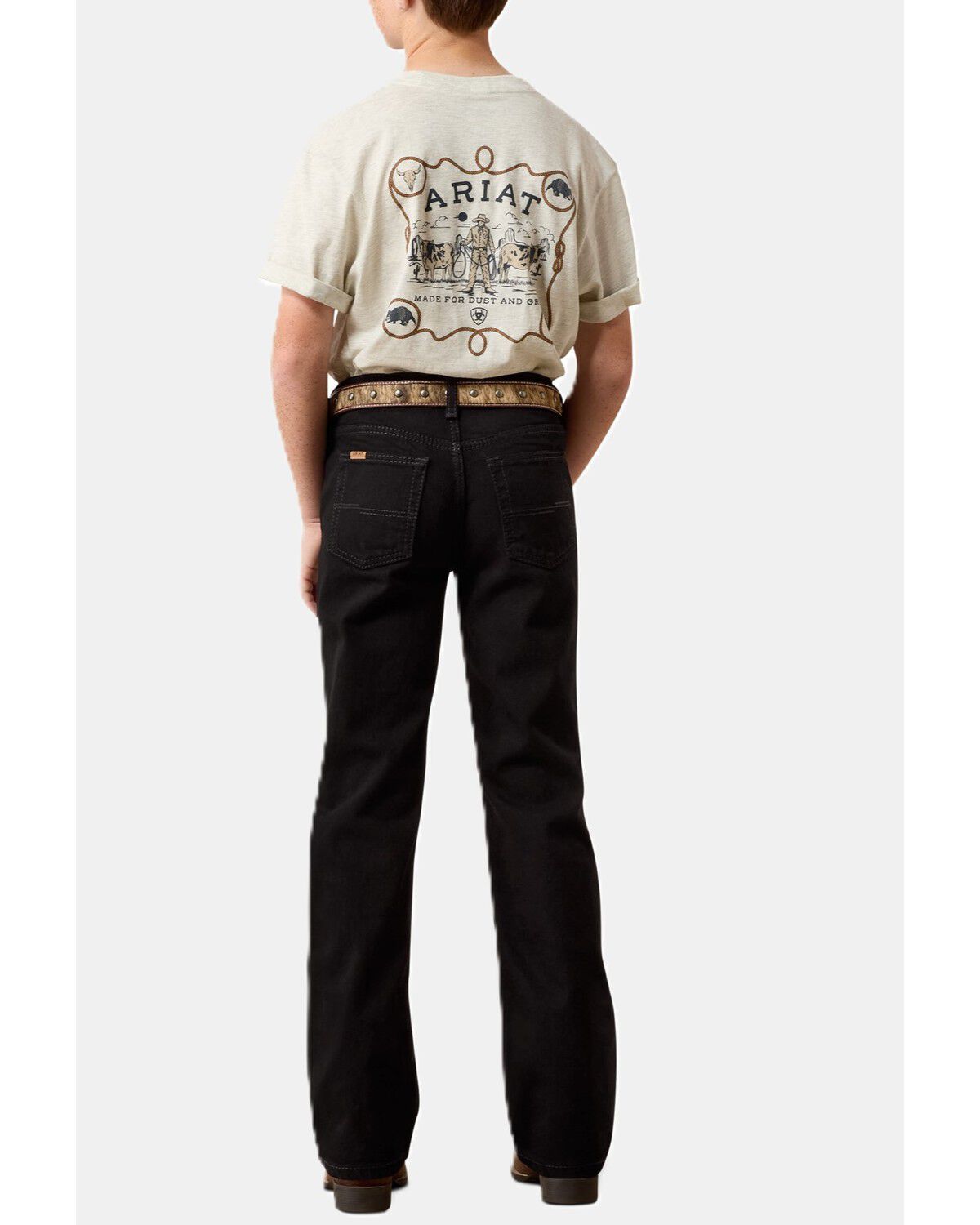Image #2 - Ariat Boys' B4 Relaxed Bootcut Stretch Denim Jeans, Black, hi-res