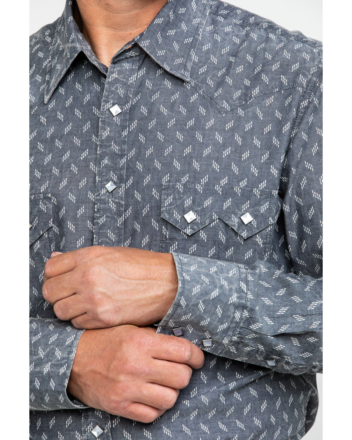 Image #4 - Rock & Roll Denim Men's Chambray Print Long Sleeve Western Shirt , , hi-res