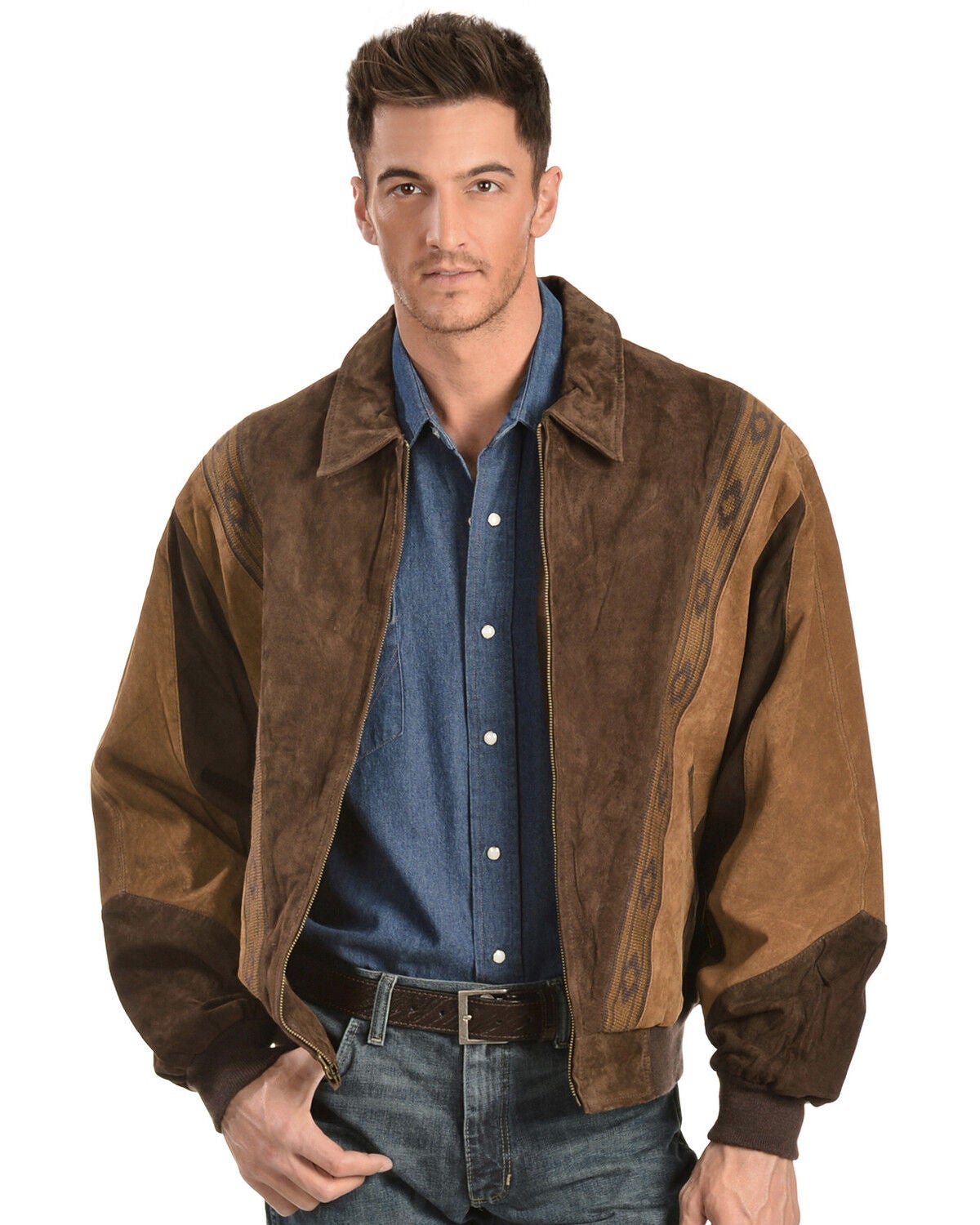 Image #1 - Scully Men's Boar Suede Leather Arena Jacket, Chocolate, hi-res