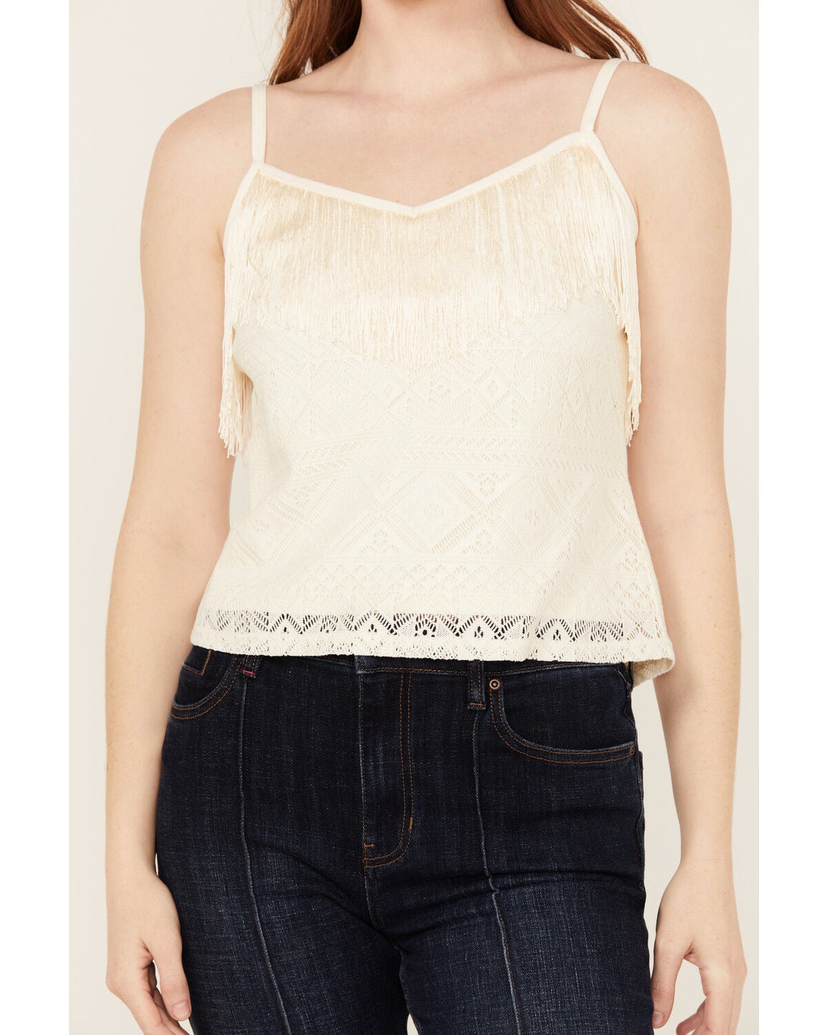 Image #3 - Idyllwind Women's Redmond Lace Fringe Cami, Ivory, hi-res
