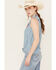 Ariat Women's Liberty Embroidered Button Down Sleeveless Top, Blue, hi-res