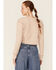 Very J Women's Cropped Long Sleeve Thermal Top, Taupe, hi-res