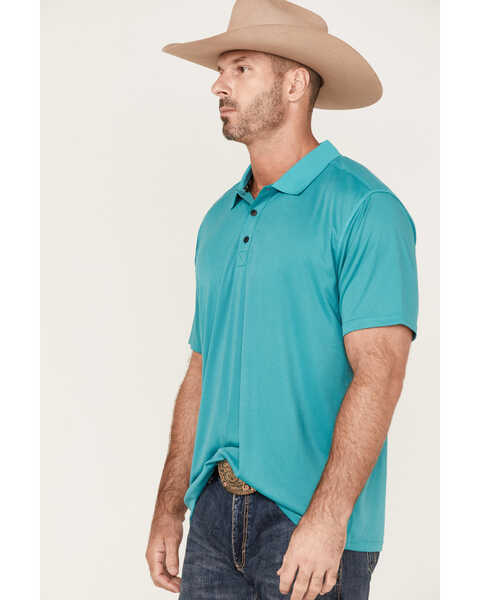 Image #2 - RANK 45® Men's Spinner Solid Short Sleeve Polo Shirt , Teal, hi-res