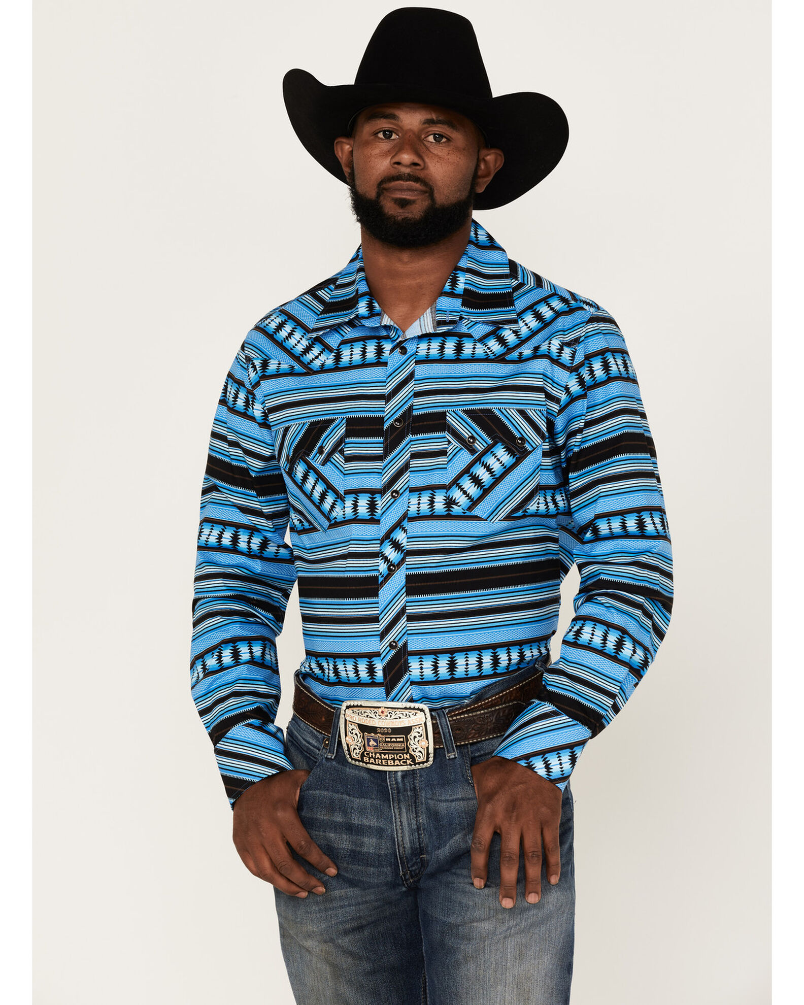 Rock Roll Denim Men s Horizontal Southwestern Print Long Sleeve Snap Western Shirt Sheplers