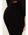 Shyanne Women's Mid Rise Super Flare Frayed Hem Stretch Jeans, Black, hi-res