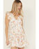 Image #1 - Ash & Violet Women's Floral Print Ruffle Trim Mini Dress, White, hi-res
