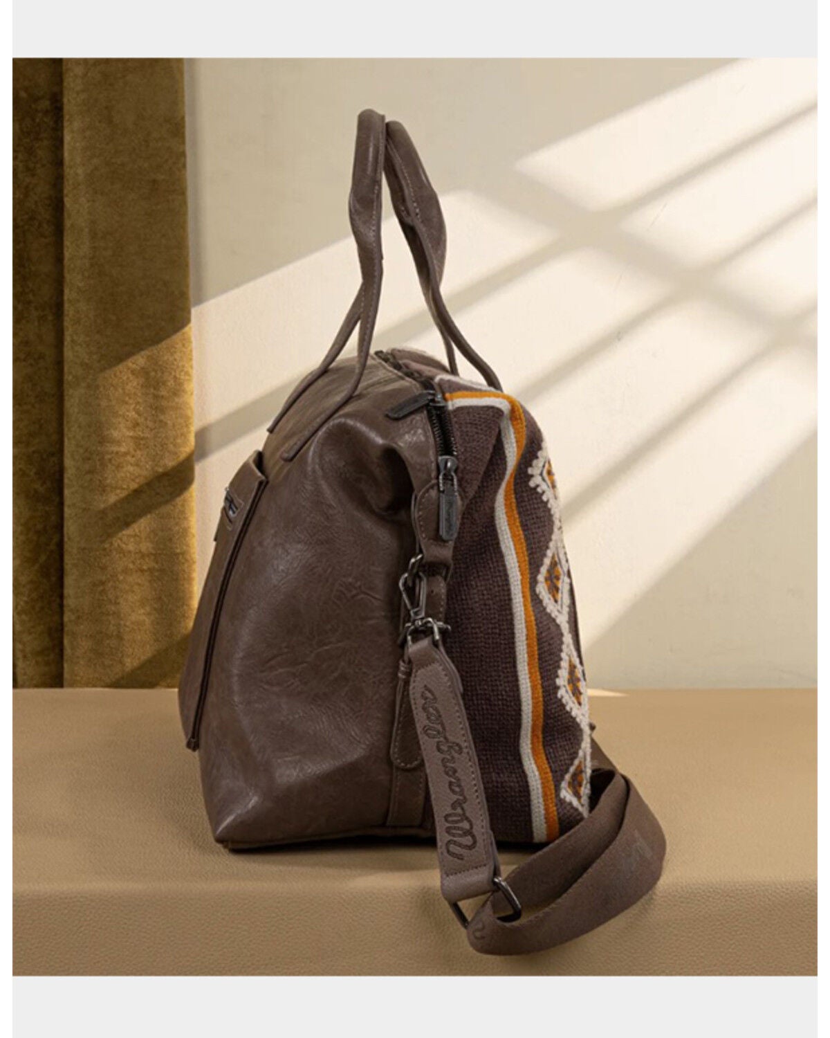 Image #3 - Wrangler Southwestern Print Duffle Bag, Coffee, hi-res