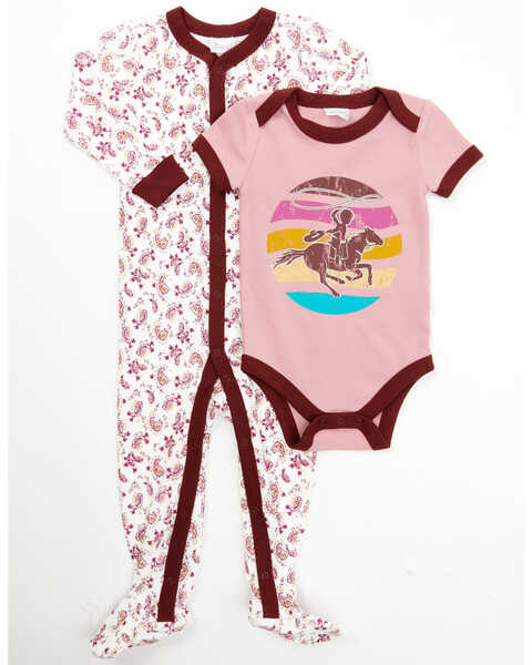 Image #1 - Shyanne Infant Girls' Rodeo Horse & Floral Paisley Sleep Set - 2-Piece, Ivory, hi-res