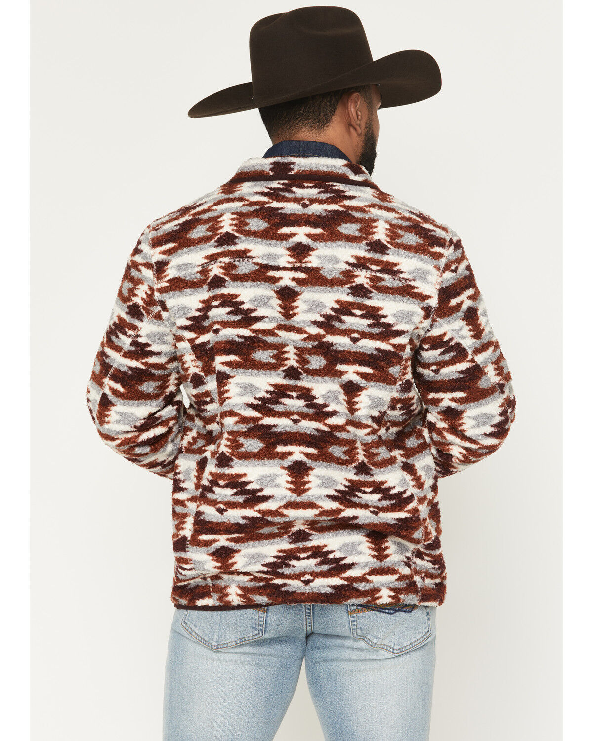 Image #4 - Rock & Roll Denim Men's Southwestern Berber Quarter Zip Pullover, Rust Copper, hi-res