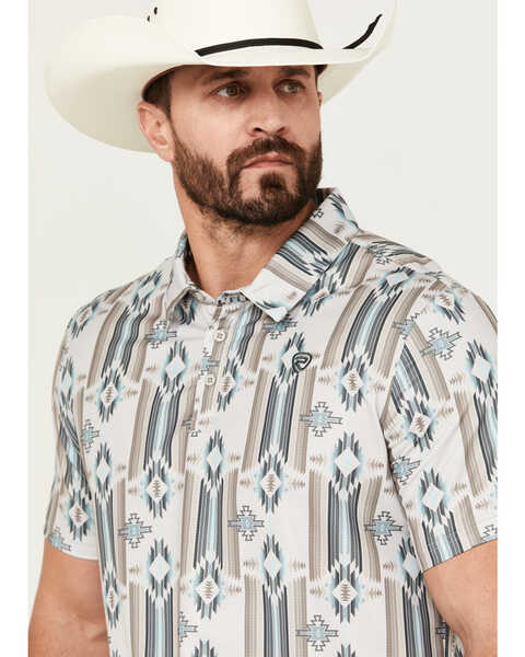 Image #2 - Rock & Roll Denim Men's Southwestern Print Short Sleeve Polo Shirt , Natural, hi-res