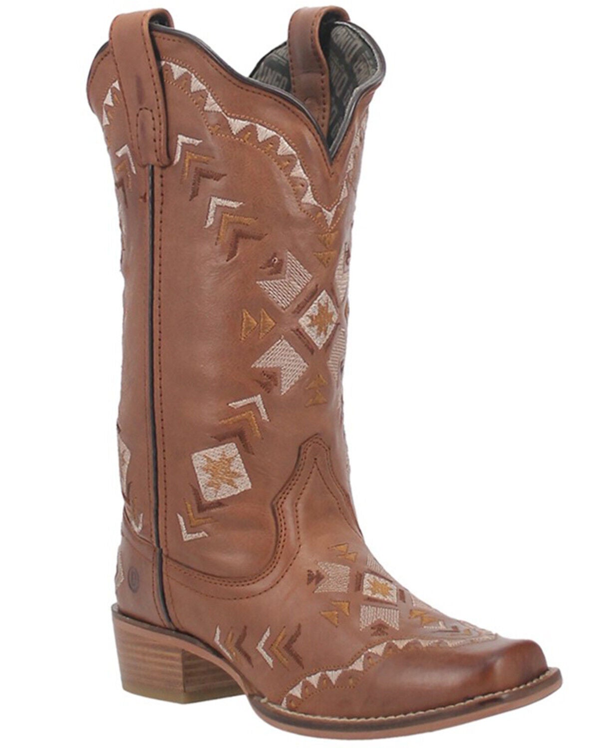 Dingo Women's Mesa Southwestern Embroidered Leather Western Boot - Square Toe, Tan, hi-res
