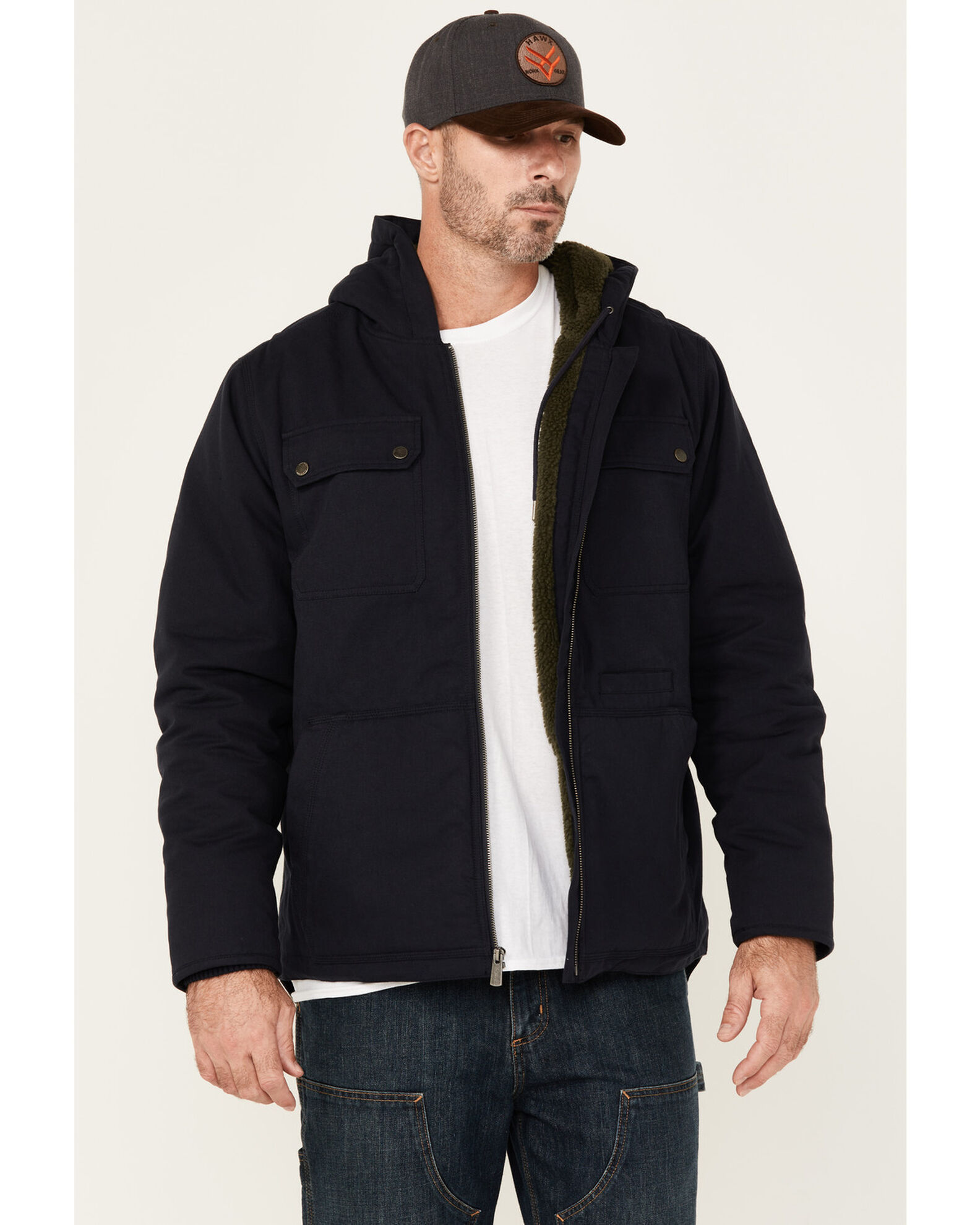 Lucky Brand Workwear Men s Sherpa Lined Hooded Canvas Chore Coat Sheplers