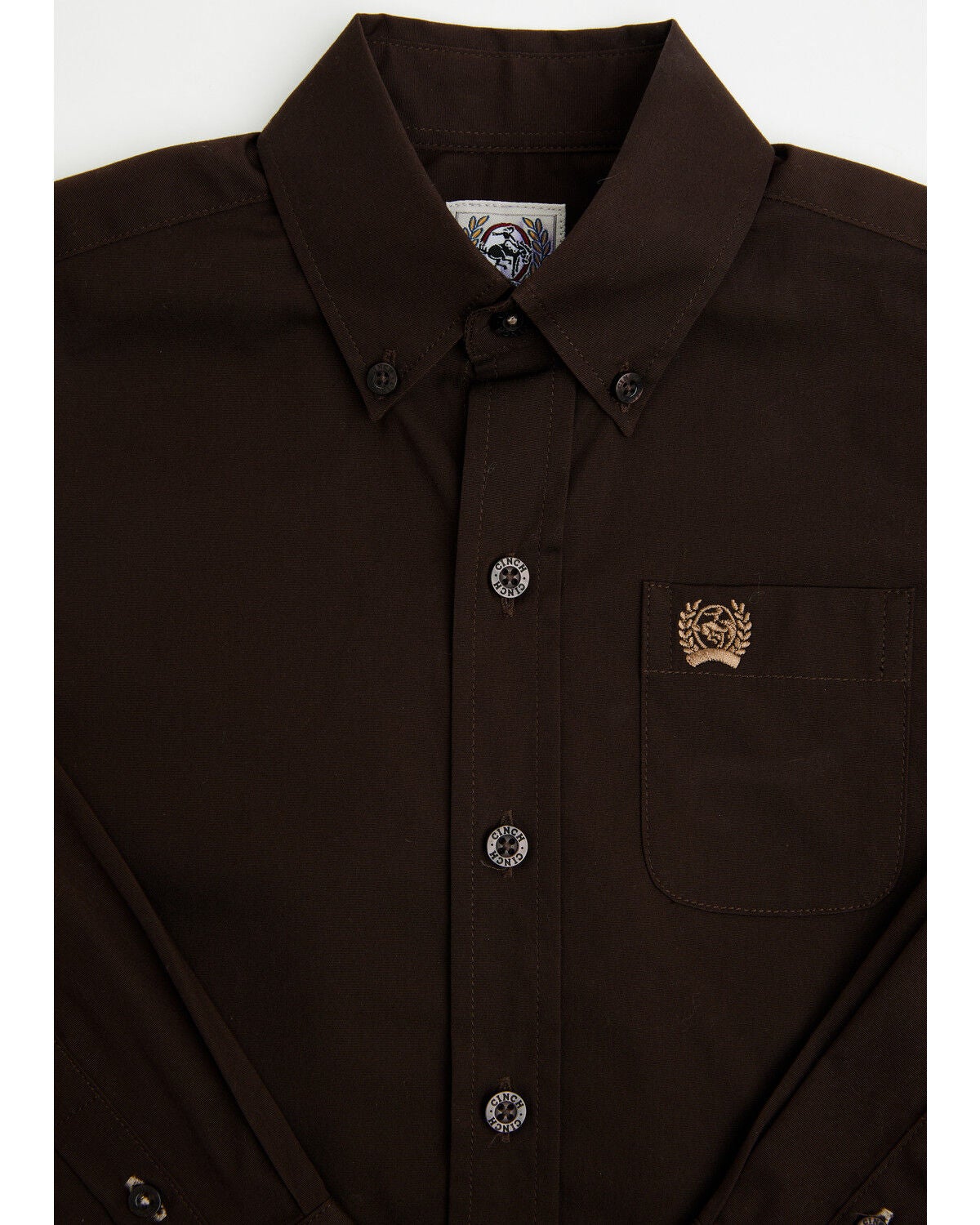 Image #2 - Cinch Toddler Boys' Solid Long Sleeve Button-Down Stretch Western Shirt, Brown, hi-res