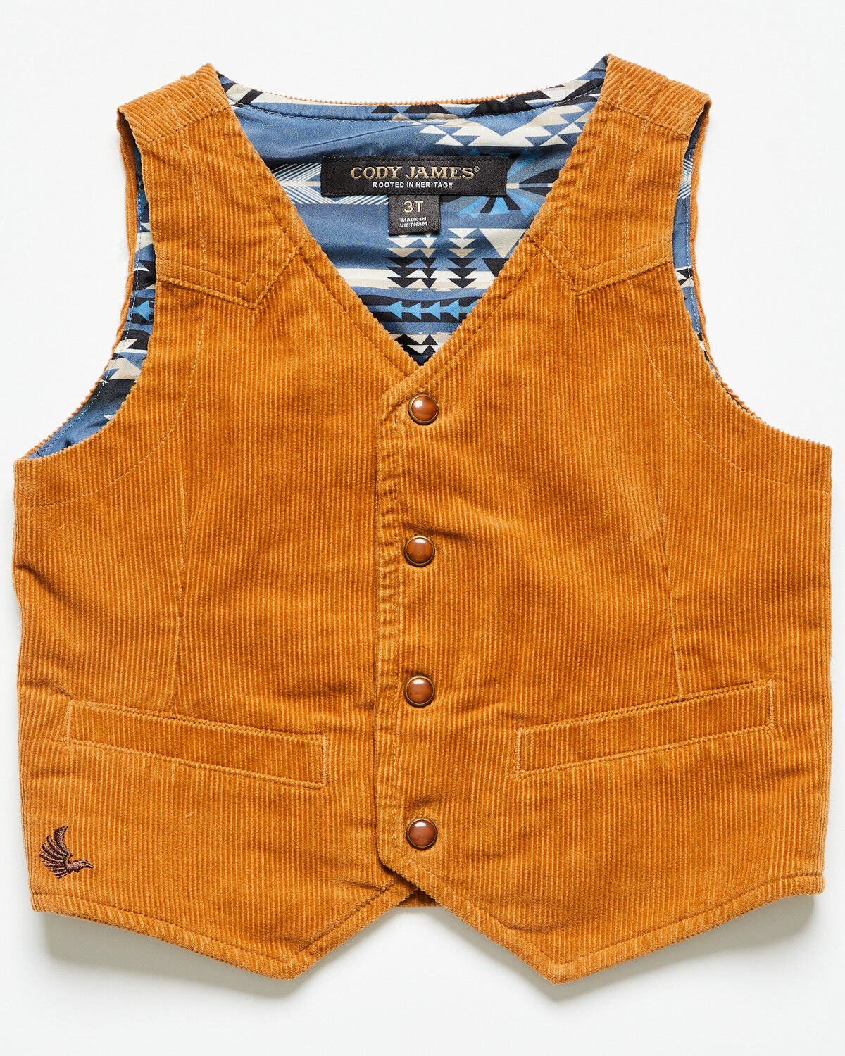 Image #1 - Cody James Toddler Boys' William Corduroy Snap Vest, Tan, hi-res