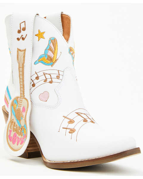 Dingo Women's Melody Short Western Boots - Pointed Toe , White, hi-res