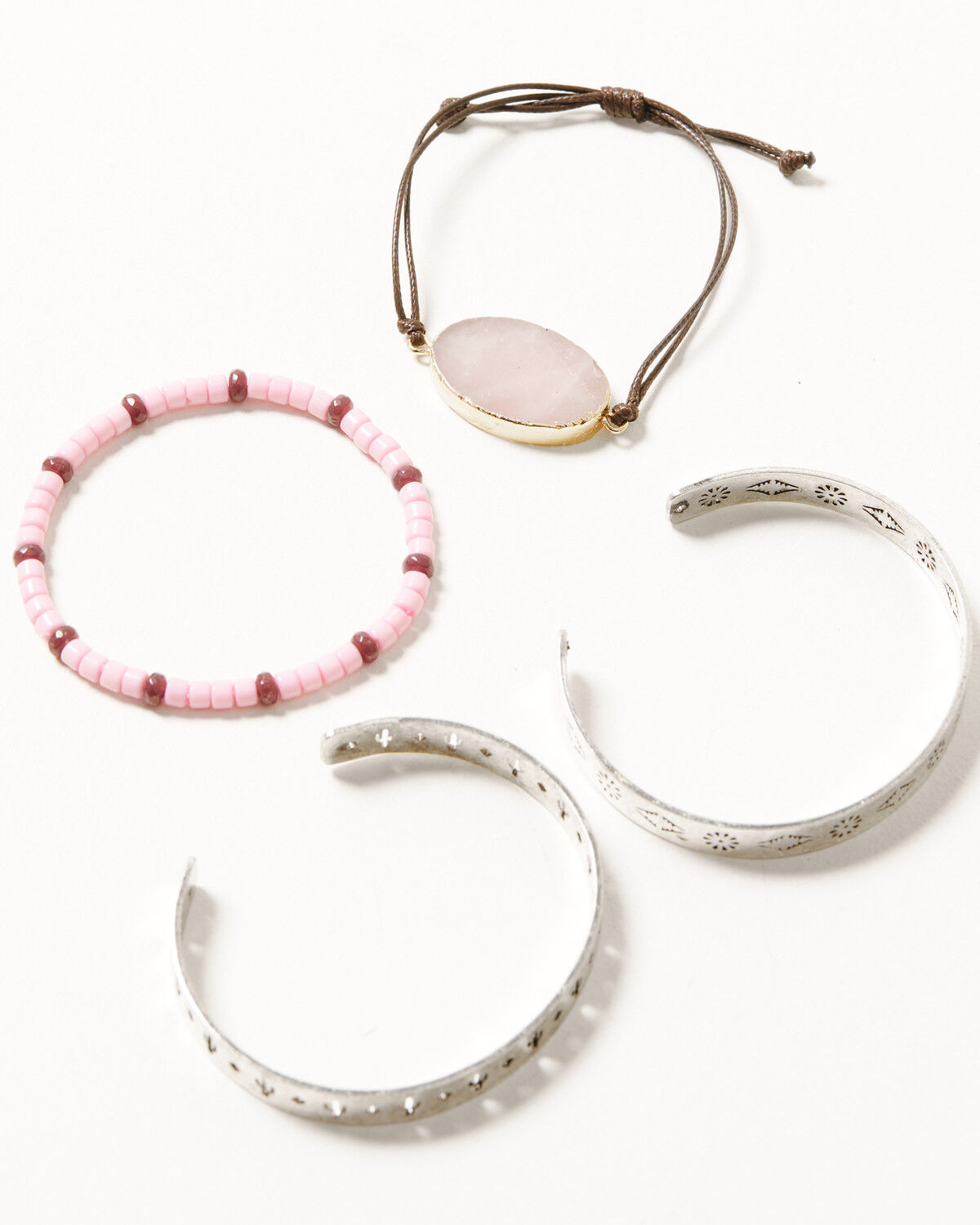 Image #1 - Shyanne Women's Agate Stone & Cactus 4pc Bracelet Set, Silver, hi-res