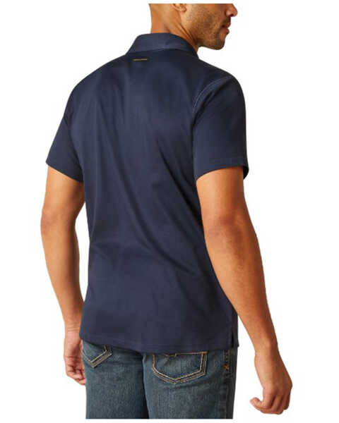 Image #2 - Ariat Men's Rebar Foreman Short Sleeve Polo , Dark Medium Wash, hi-res