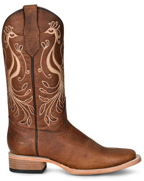 Image #2 - Corral Women's Peacock Embroidery Western Boots - Broad Square Toe, Brown, hi-res