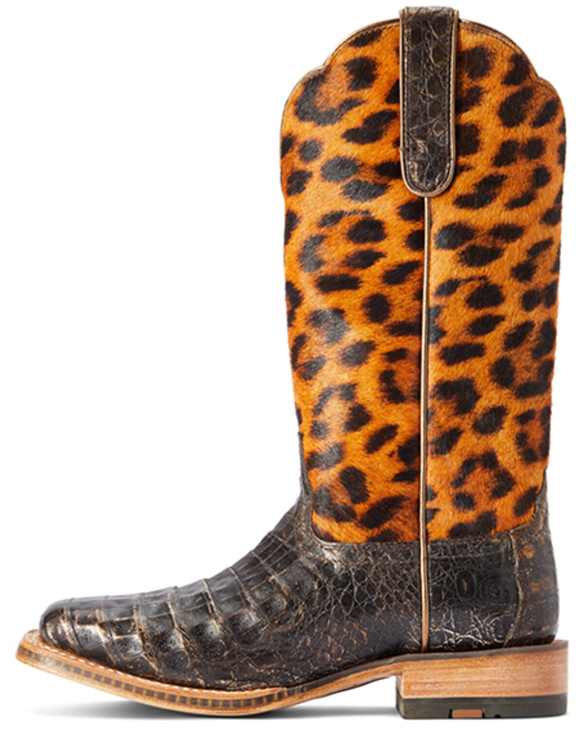 Image #2 - Ariat Women's Donatella Exotic Caiman Western Boots - Broad Square Toe, Black, hi-res