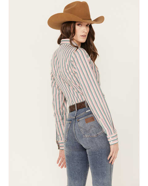 Image #4 - Cinch Women's Striped Long Sleeve Button-Down Western Shirt, Multi, hi-res