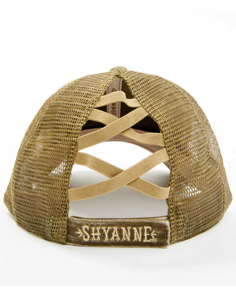 Image #3 - Shyanne Women's Faux Leather Patch Pony Tail Baseball Cap , Olive, hi-res